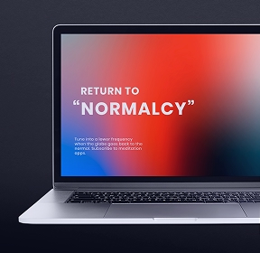 Laptop and smartphone on dark background with colored screens and text